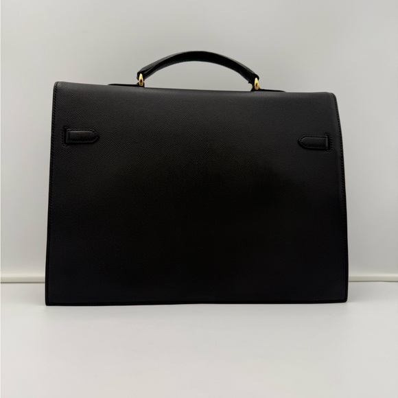 ROYAL GRACE PARIS • Unisex Black Leather Sac à Dépêches 38 • Made in FRANCE - Picture 3 of 16